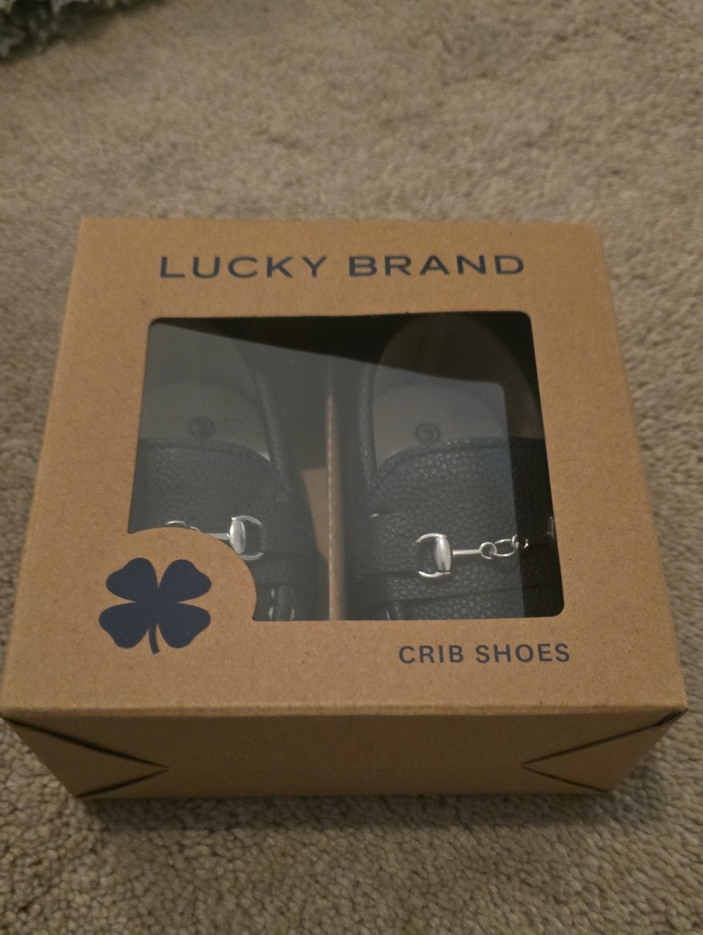 Lucky Brand Navy Blue/Silver Infant Crib Shoes with Silver Hardware